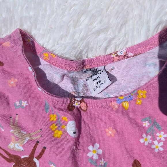 Woodland Wonder Girls’ Dress – Adorable Bambi & Floral Print 2T, 5T, 6/7 - Picture 4 of 5
